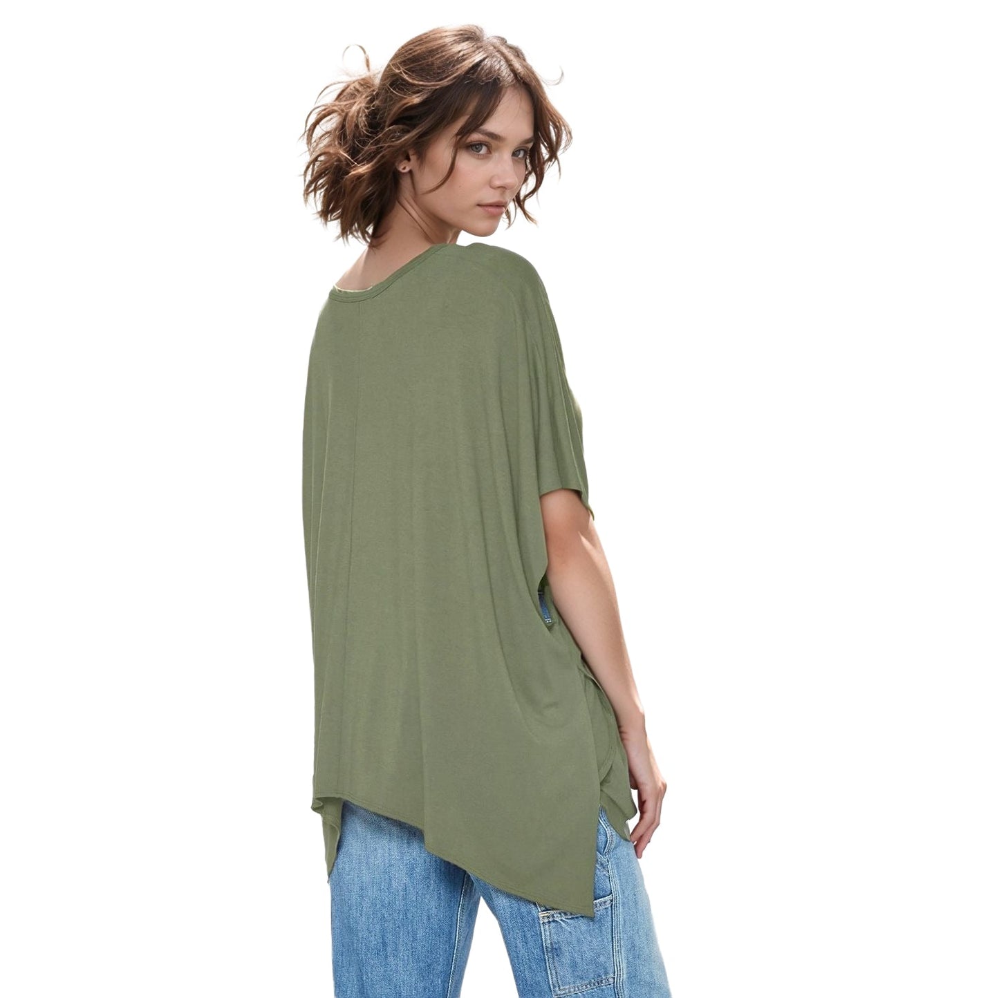 Basic V-Neck Poncho Styled Tunic