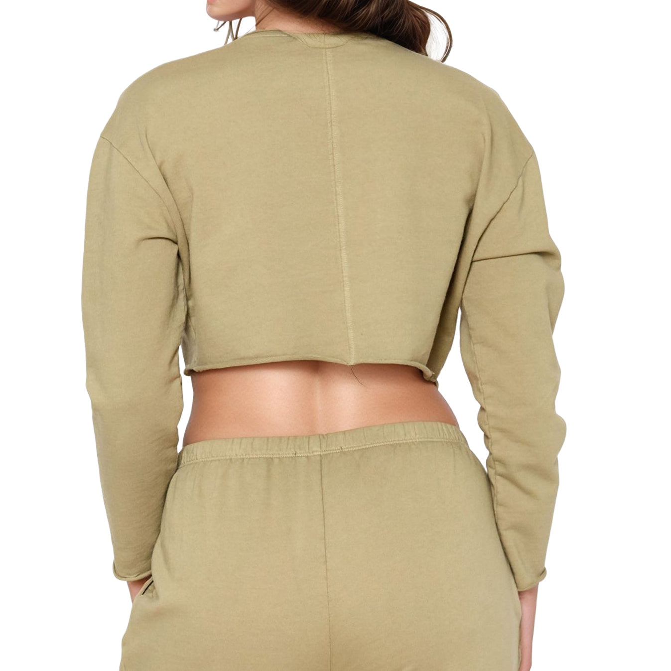 Cropped Scoop Neck Terry Sweatshirt