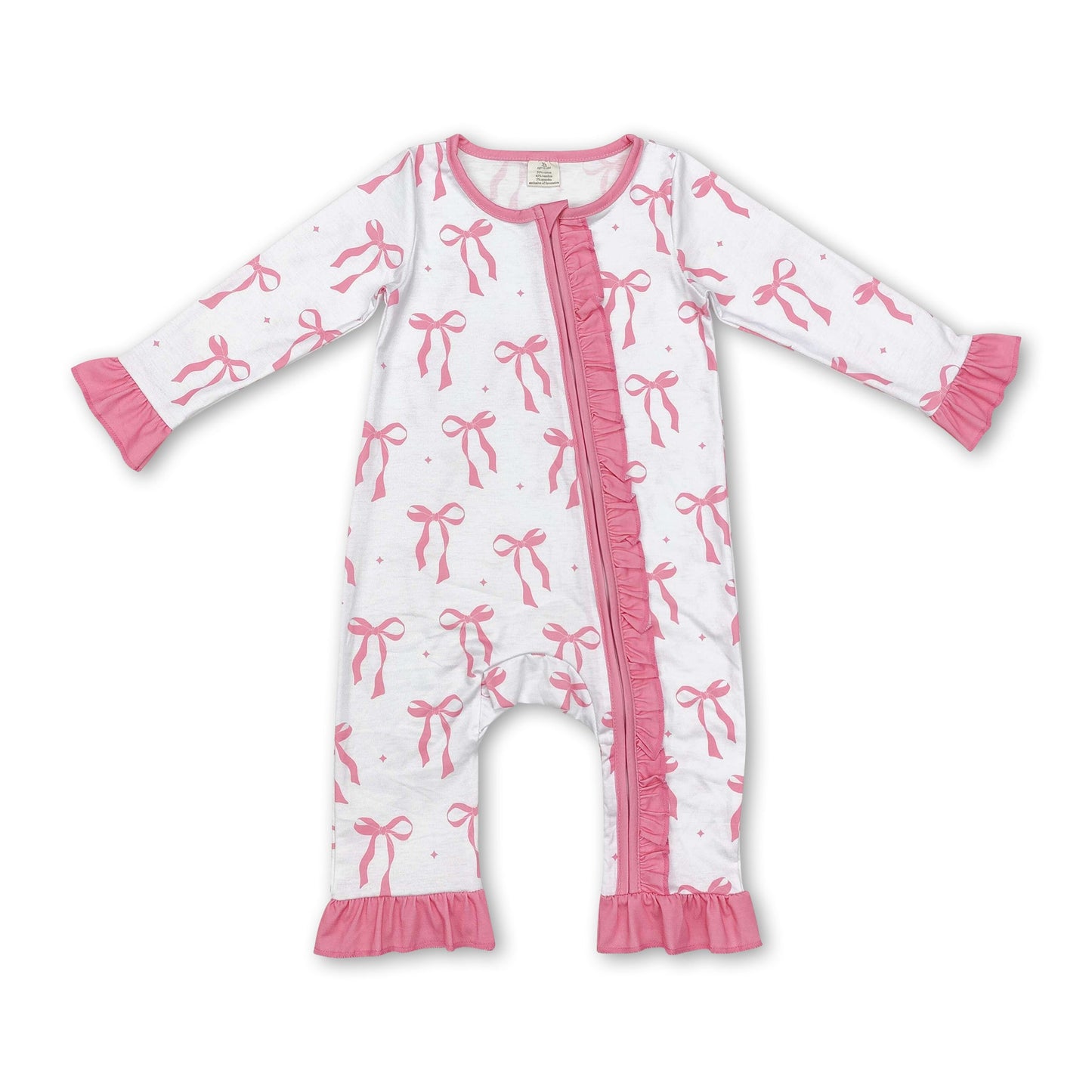 Pink Bow Zipper Romper