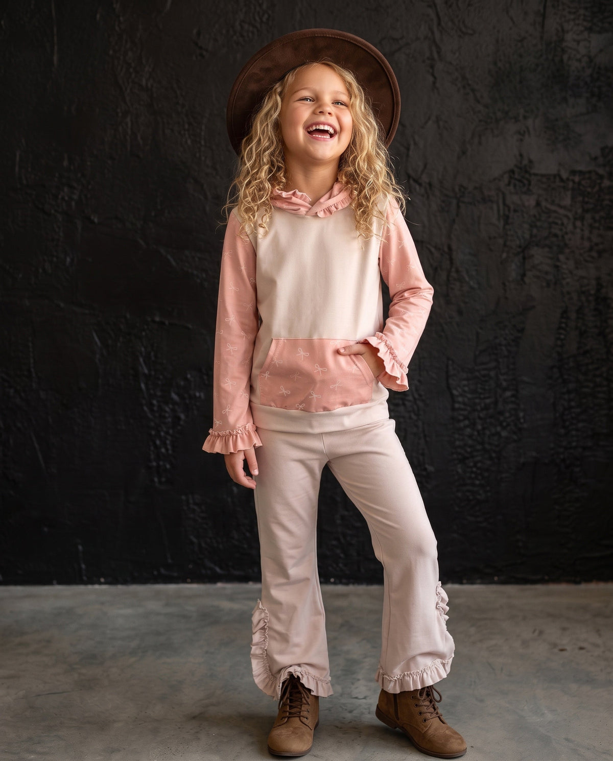 Pink Bow Lucy Hooded Set