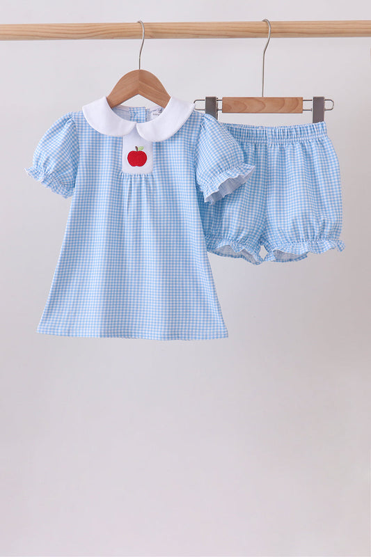 Blue Apple Smocked Bloomer Set