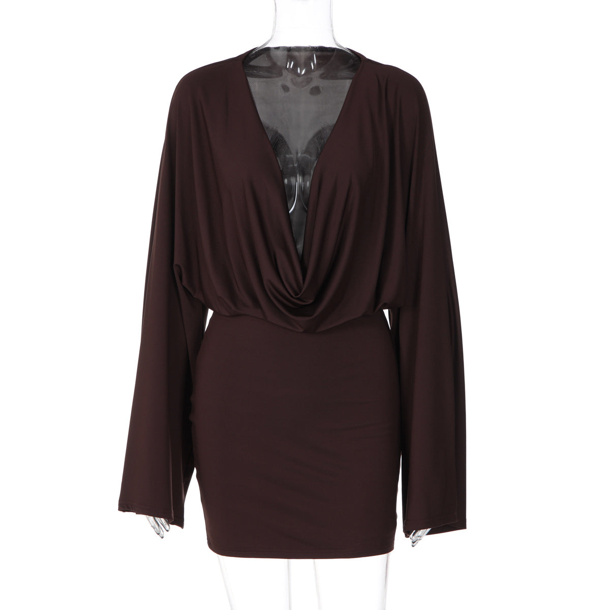Low Cut Deep V Plunge neck Waist Slimming Dress