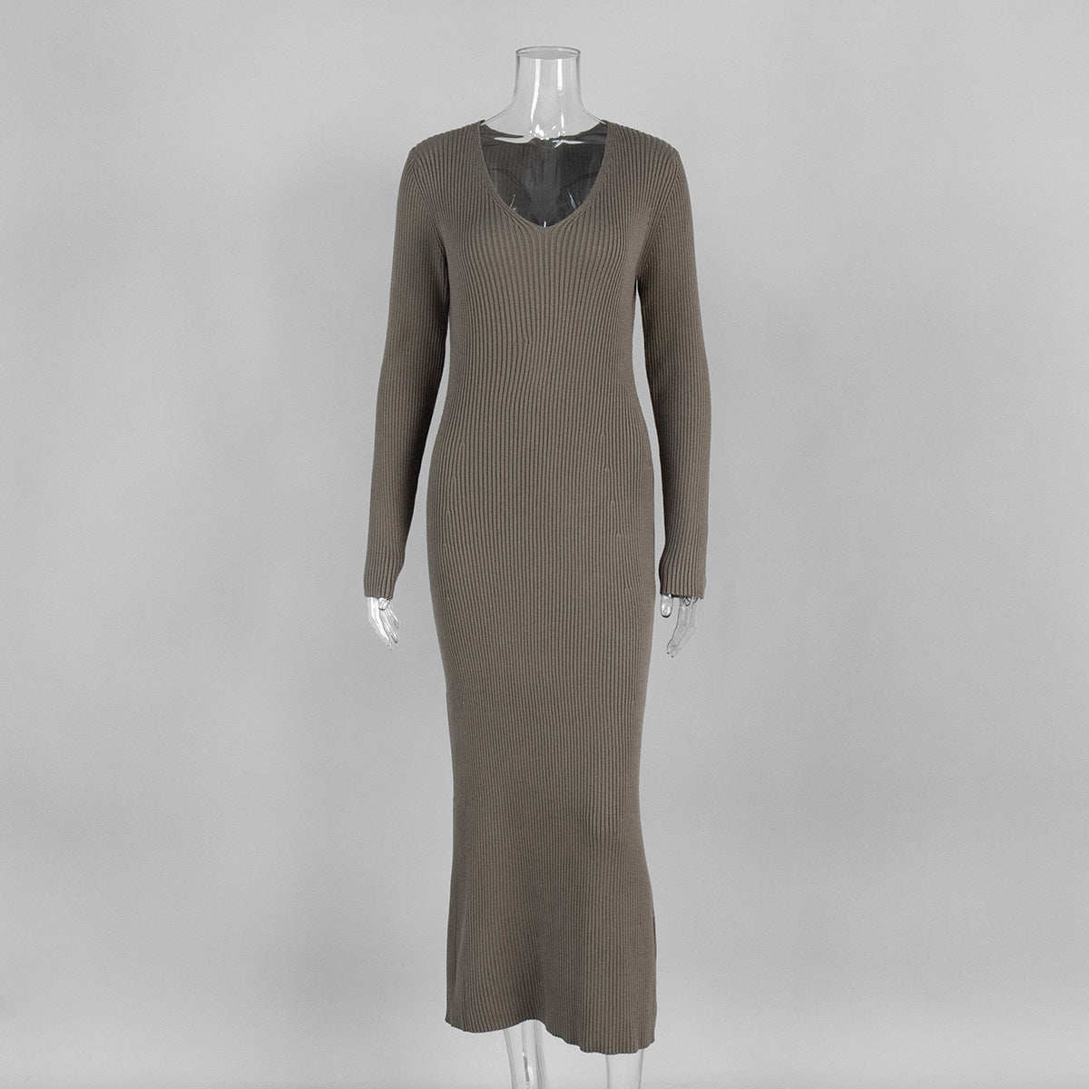 Elegant V neck Slim Hip Knitwear Dress