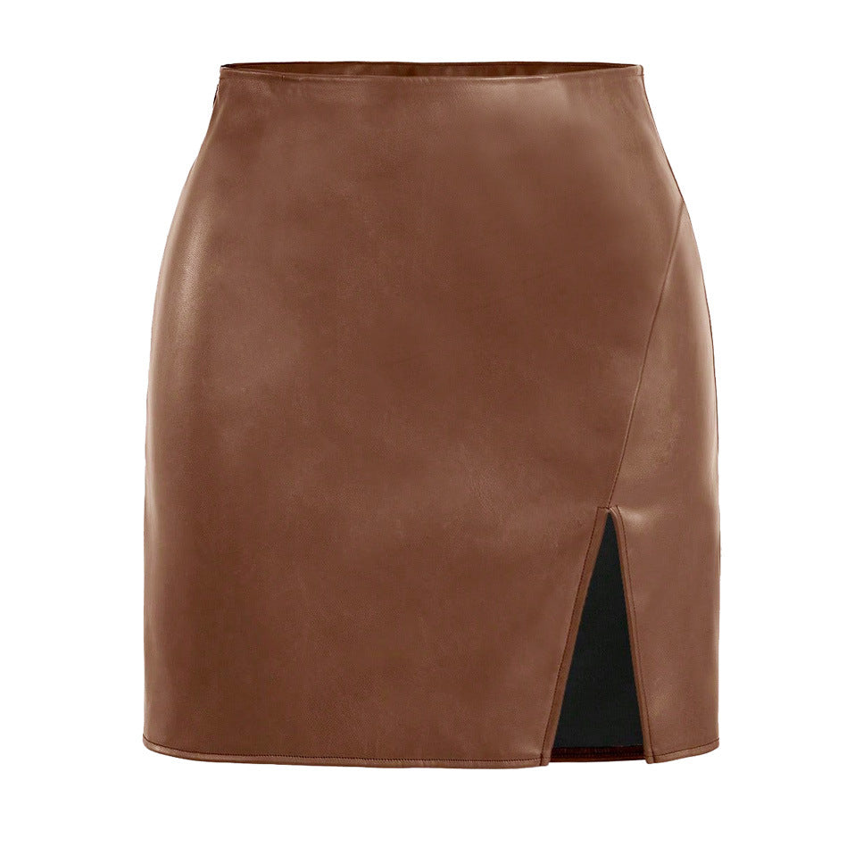 High Waist Faux Leather Skirt