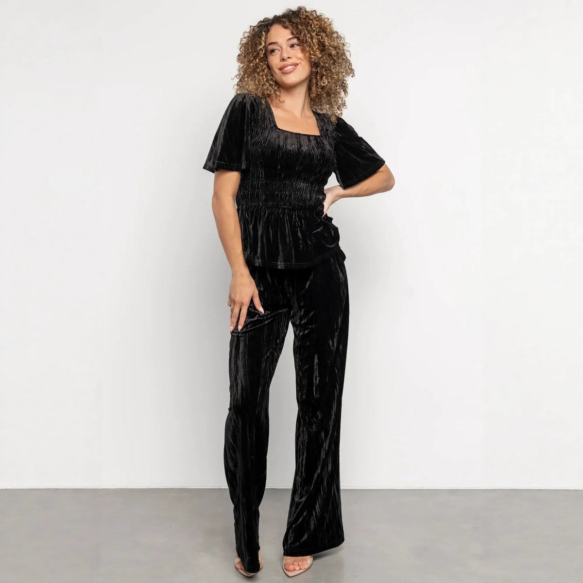 Velvet Wide Leg Two Piece Set