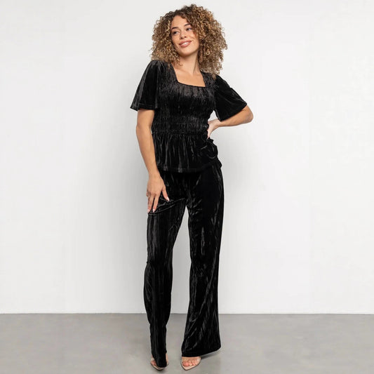 Velvet Wide Leg Two Piece Set