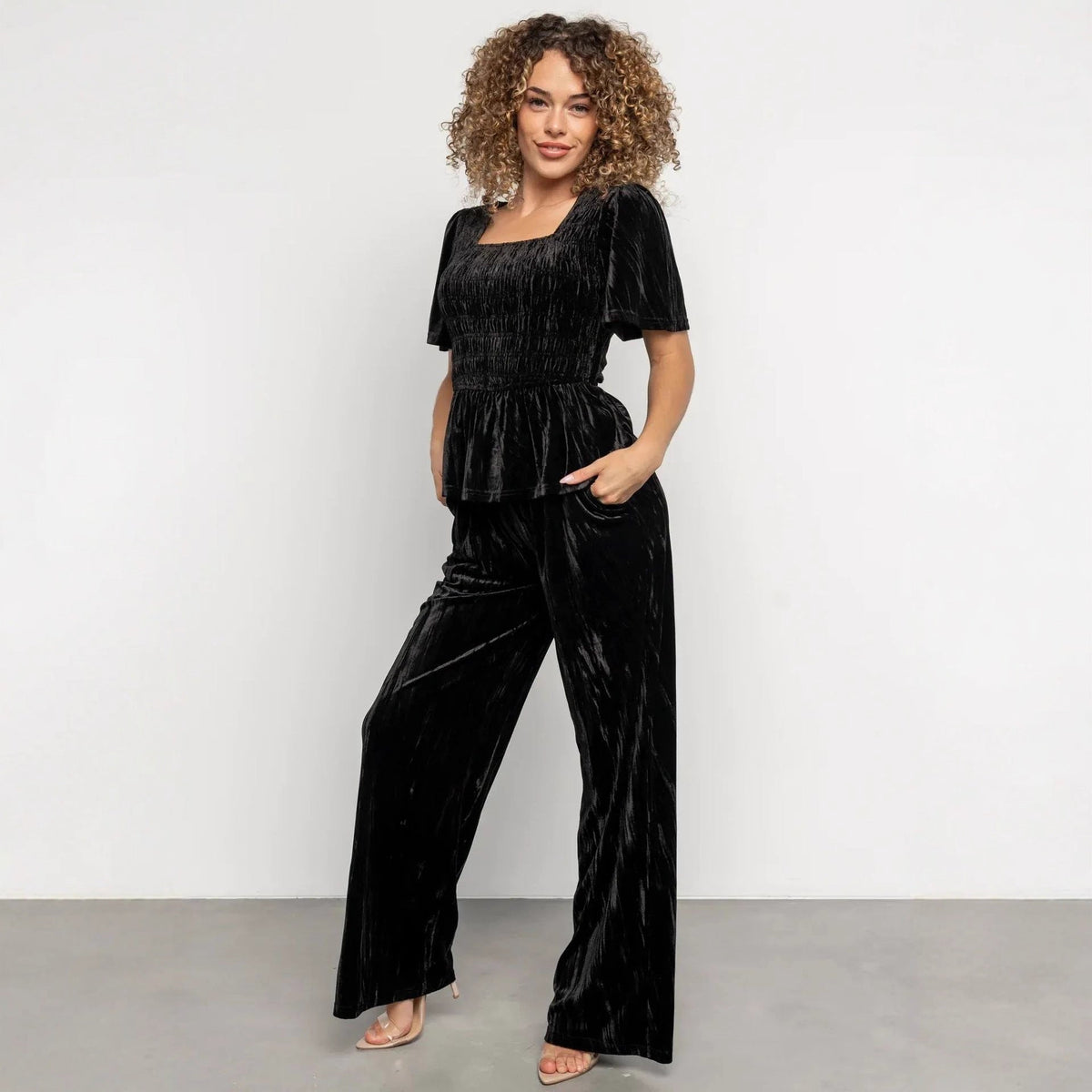 Velvet Wide Leg Two Piece Set