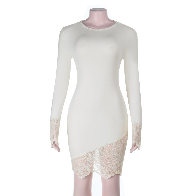 Lace Long Sleeve Hip Elegant Evening Dress