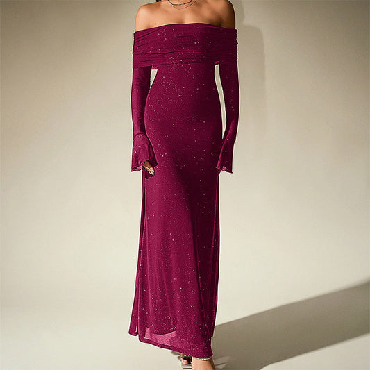 Flared Long Sleeve Dress Maxi Dress