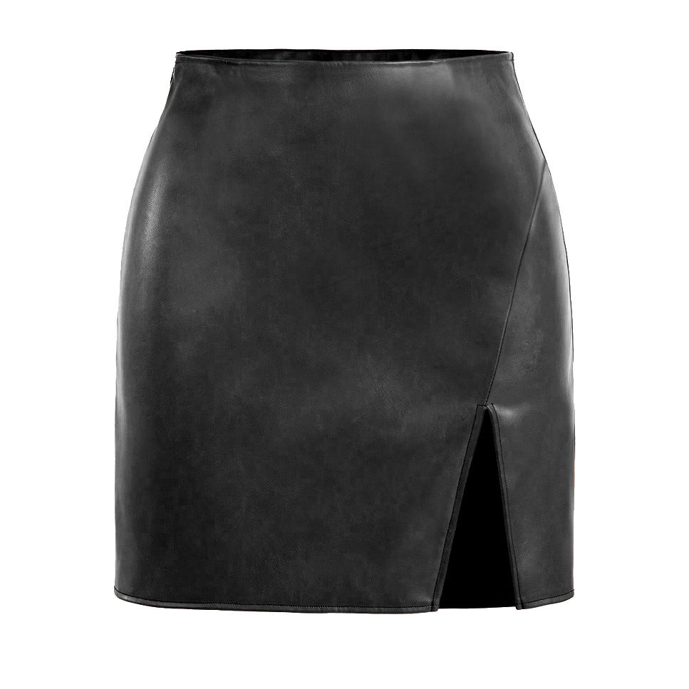 High Waist Faux Leather Skirt