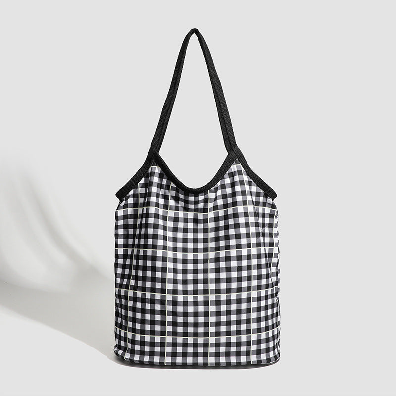 canvas plaid hobo bag
