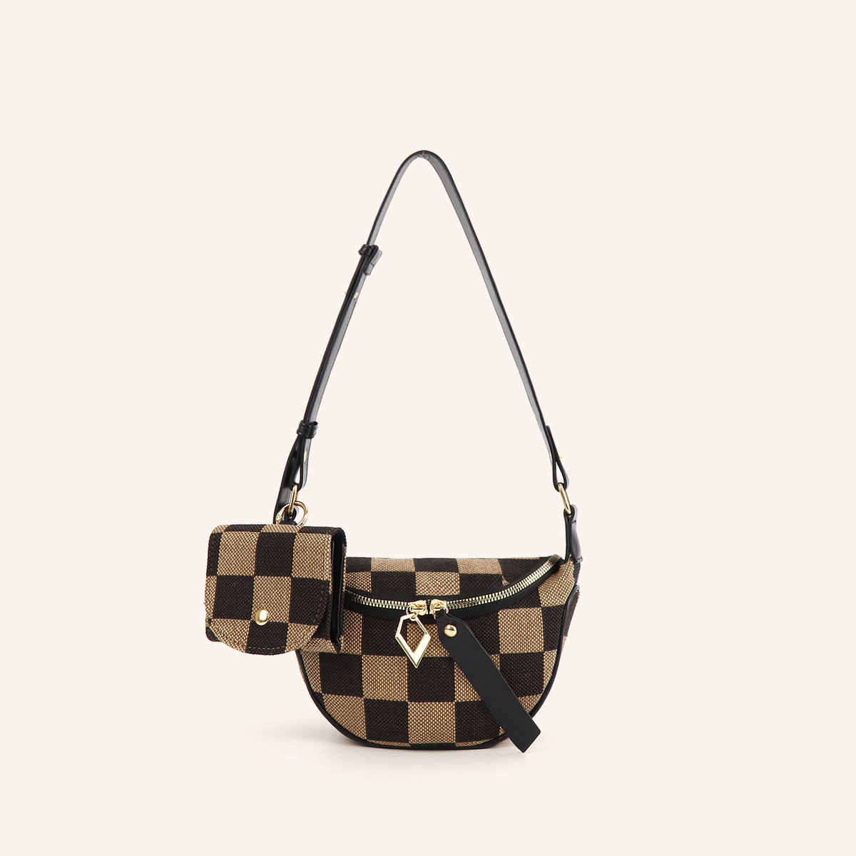 Small Crossbody Bag – Versatile Commute with Checkerboard Canvas