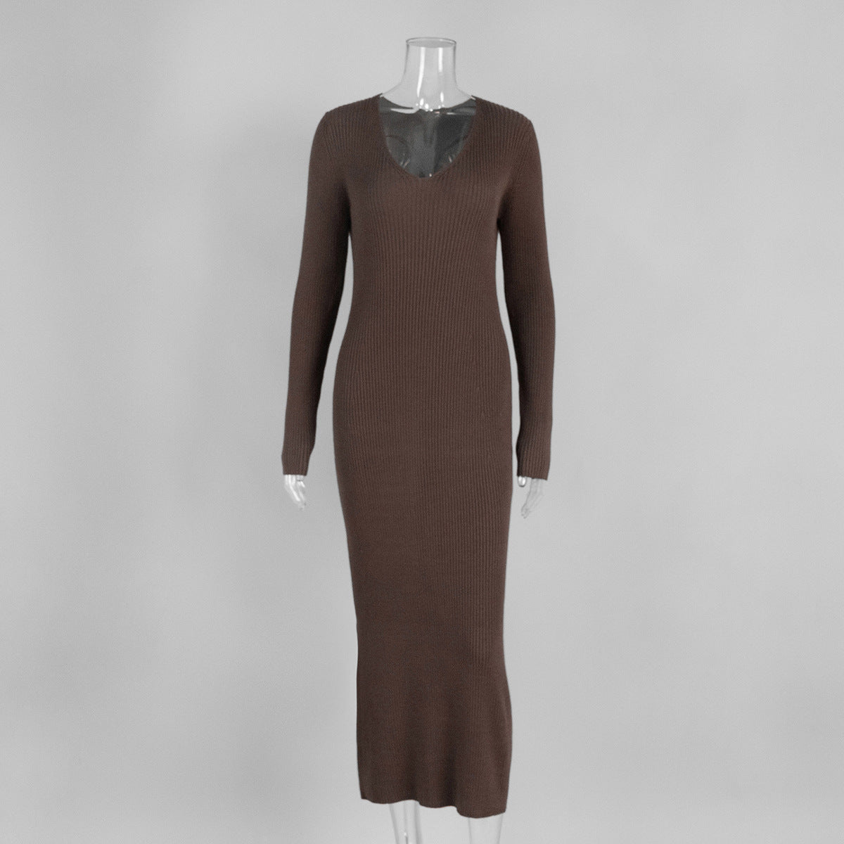 Elegant V neck Slim Hip Knitwear Dress