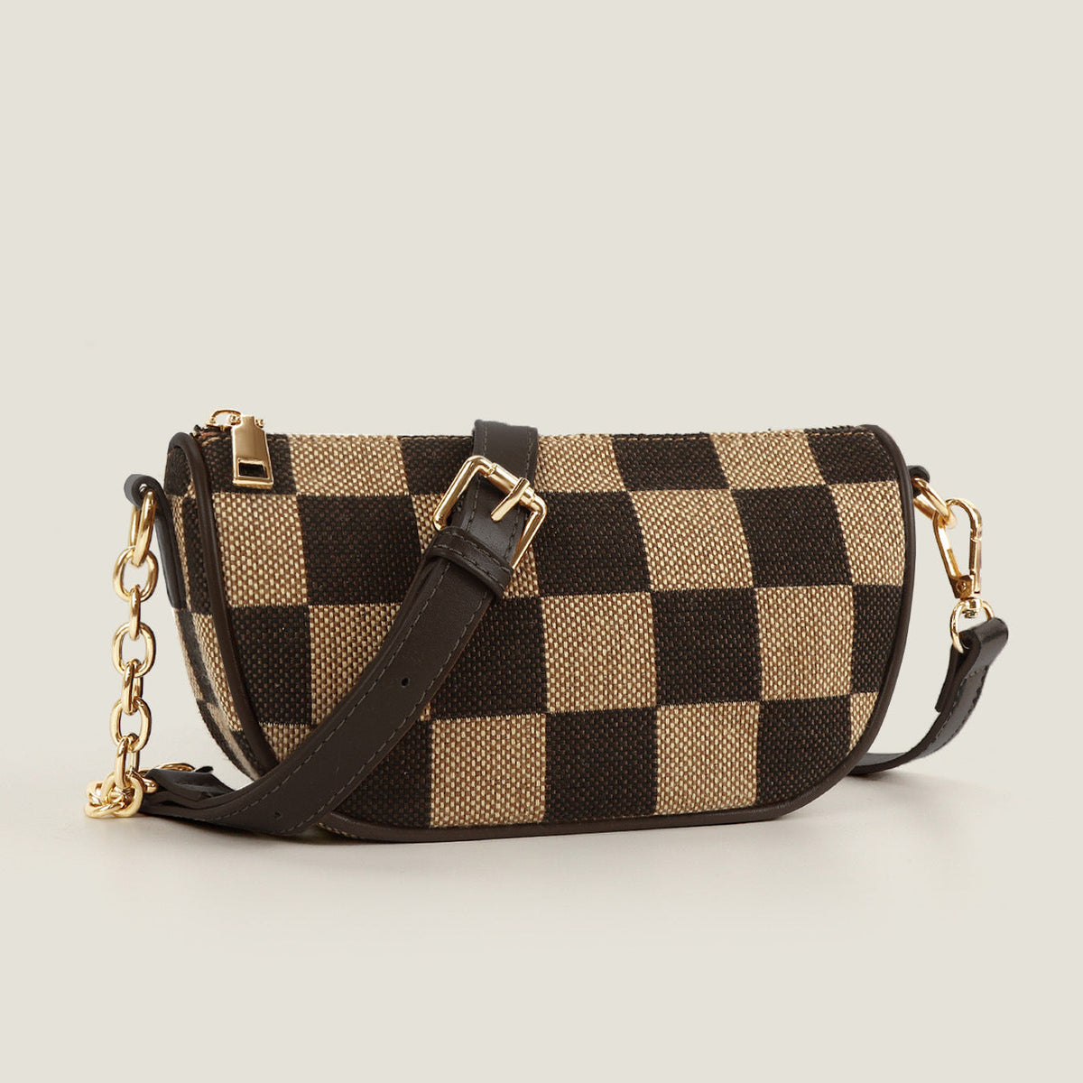 Small Crossbody Bag – Versatile Commute with Checkerboard Canvas