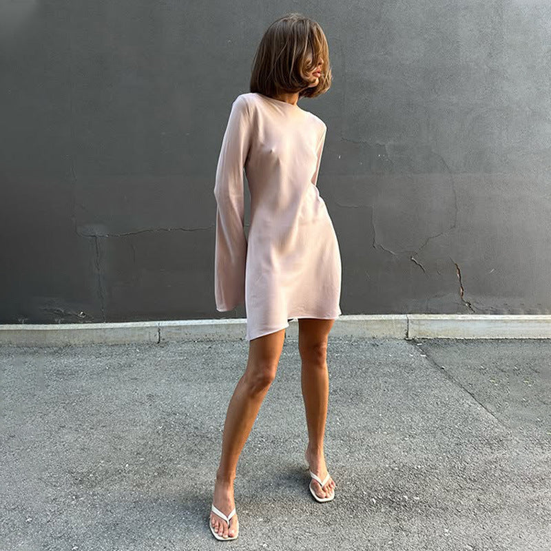 Long Sleeve Satin Comfortable Dress