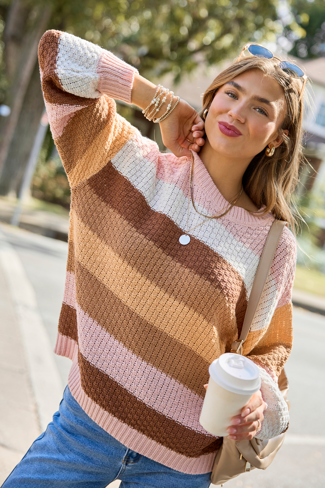 Remember Me Striped Open Knit Sweater Multi