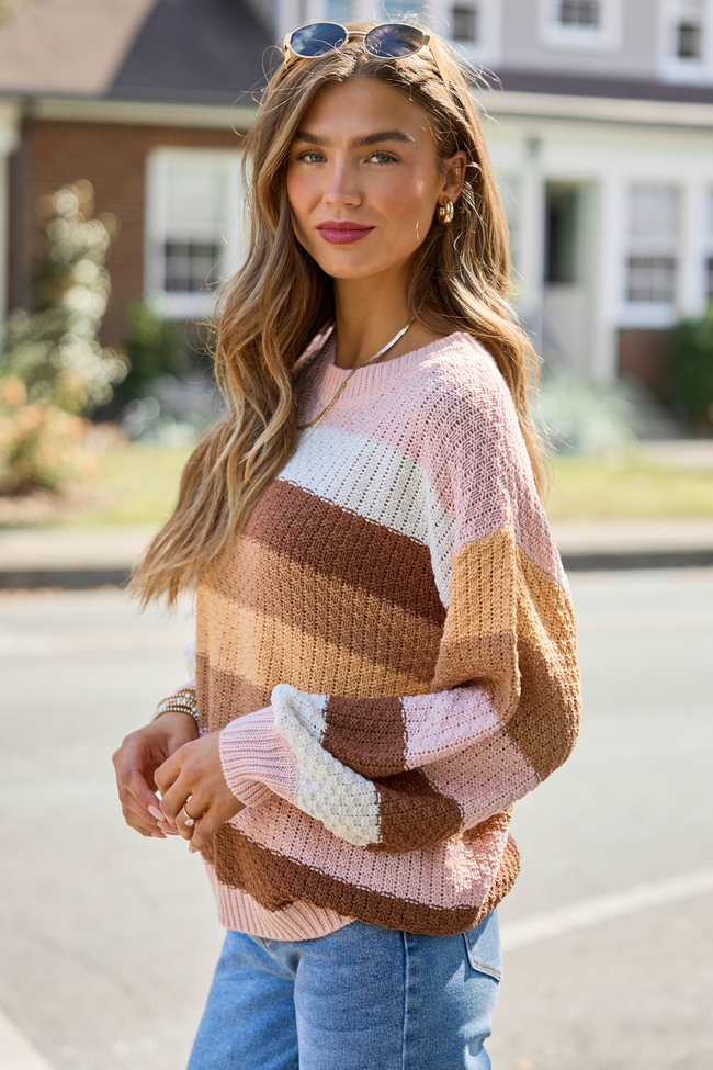 Remember Me Striped Open Knit Sweater Multi