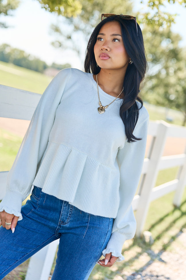 Easy To Love Peplum Long Sleeve Sweater - Ivory
