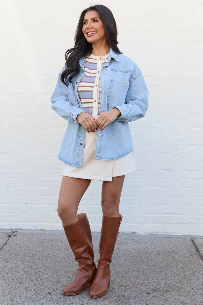 Addison Blue And Ivory Striped Cardigan Tank SALE