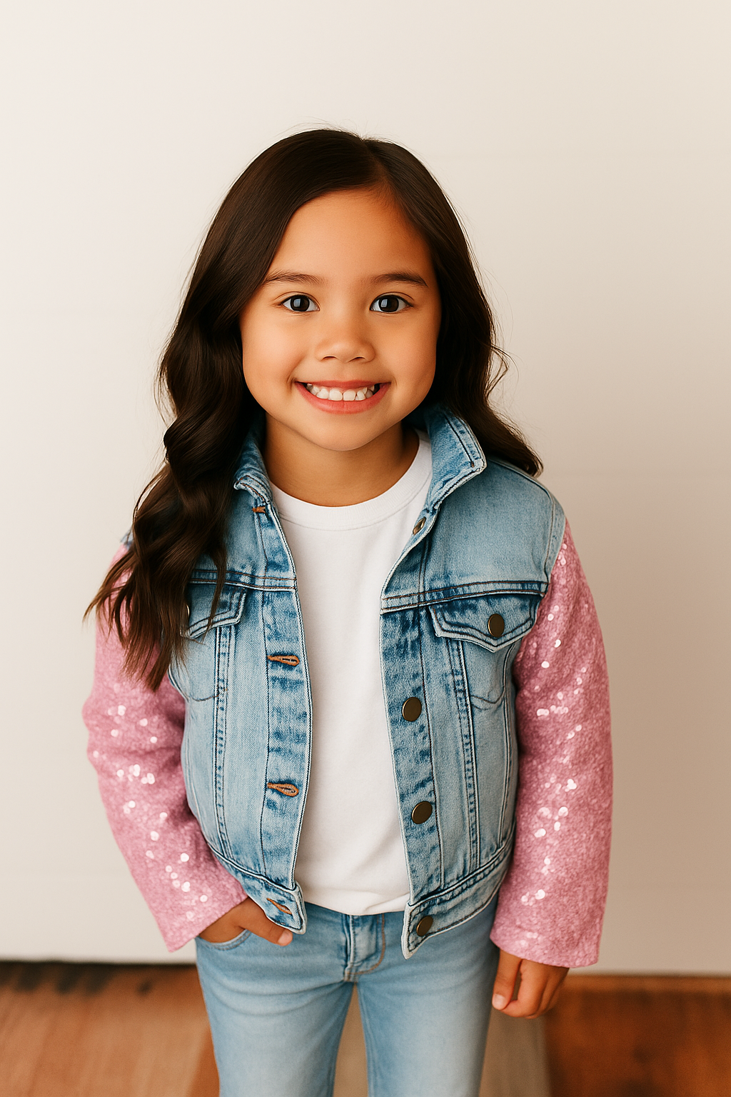 Pink Sequin Denim Jacket