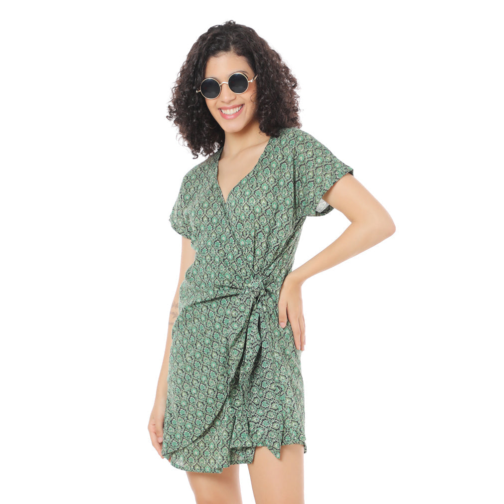 Cotton Geometric Mini Dress