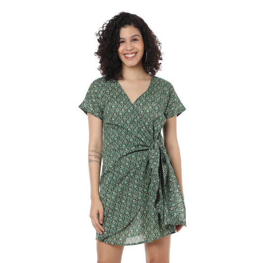 Cotton Geometric Mini Dress