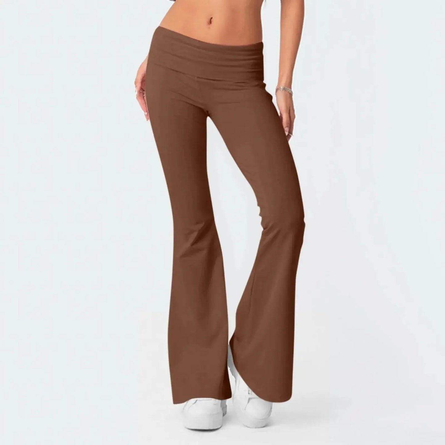 Solid Slim-Fit Flare Yoga Pants