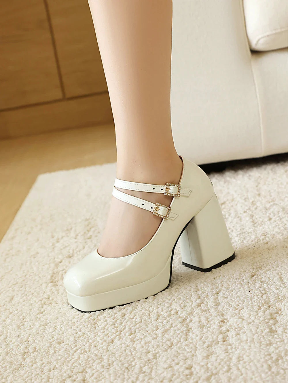 Platform Mary Jane Chunky Block High Heels