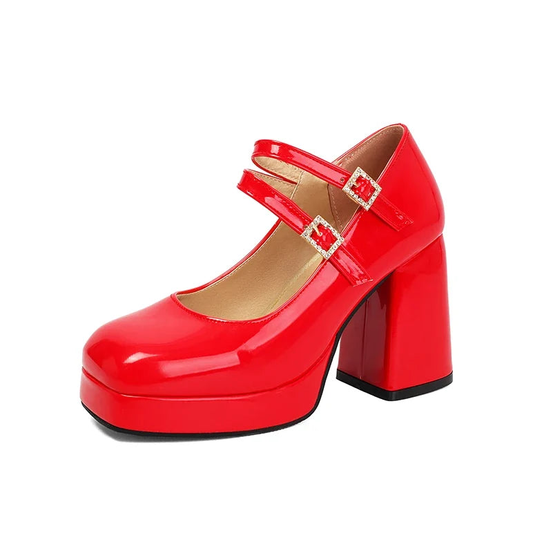 Platform Mary Jane Chunky Block High Heels