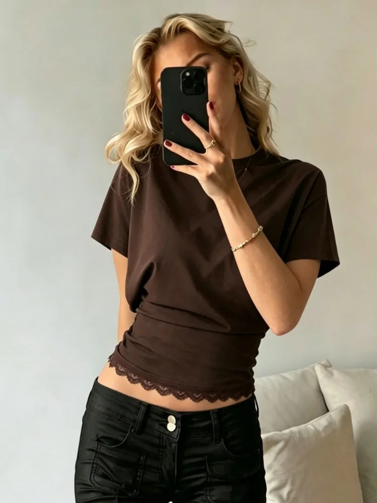 Lace Crop Top Dolman Sleeve