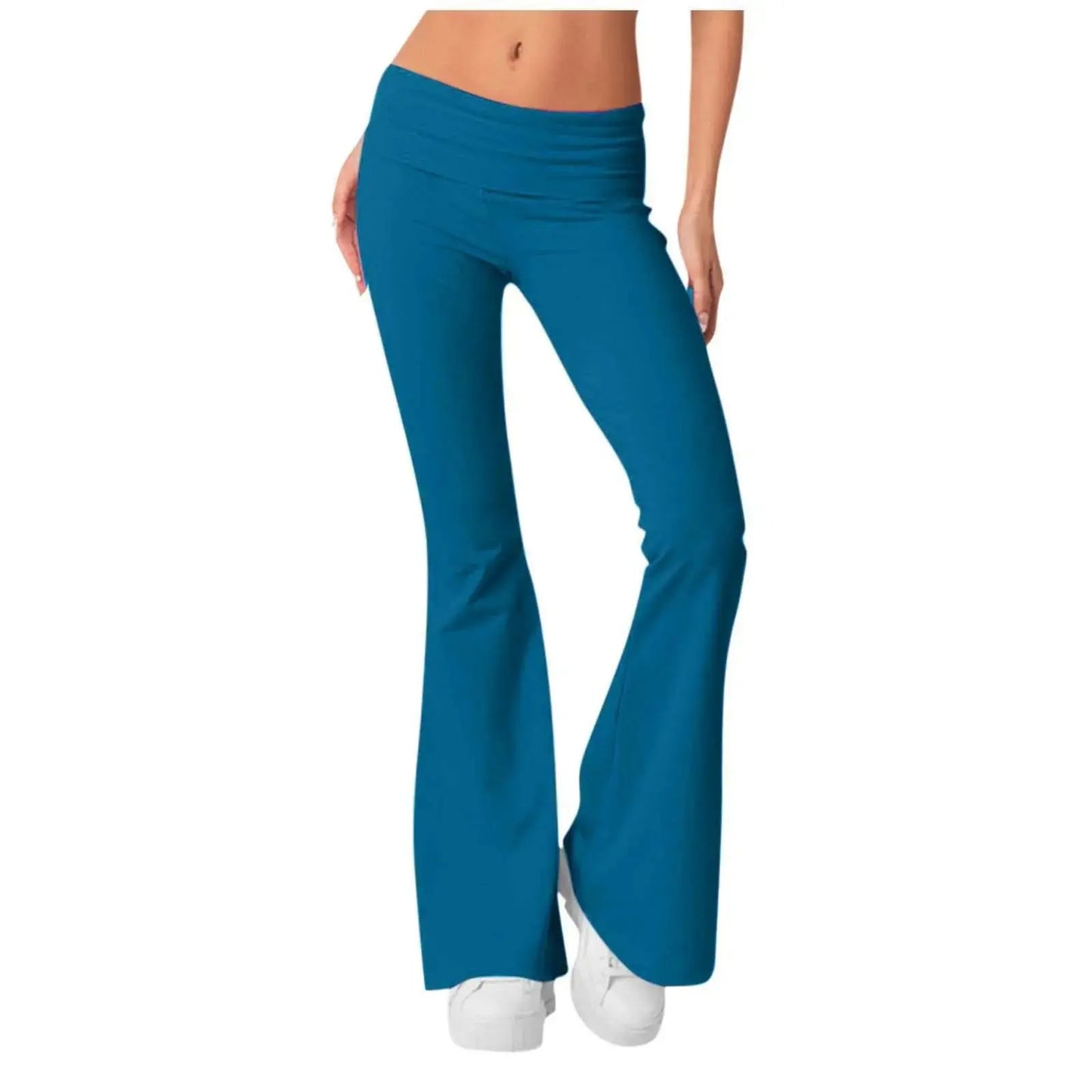 Solid Slim-Fit Flare Yoga Pants