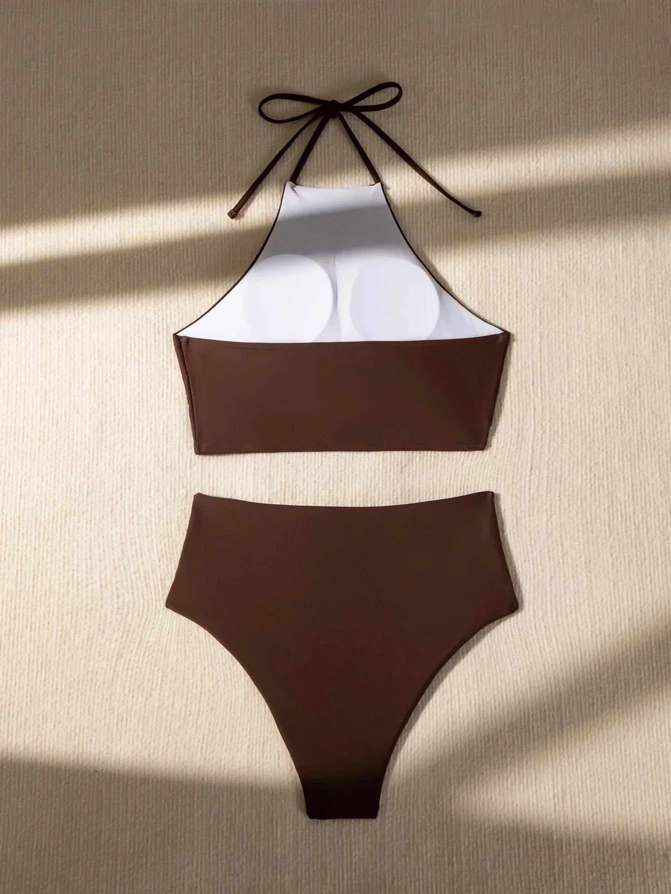 2026 Halter Wrinkled High Neck Swimsuit