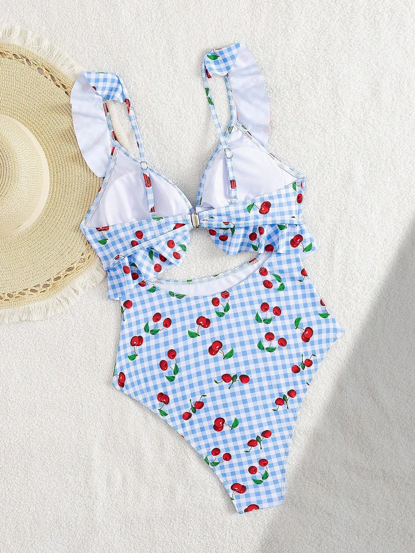 Vintage Pink Starberry Print One Piece Swimsuit