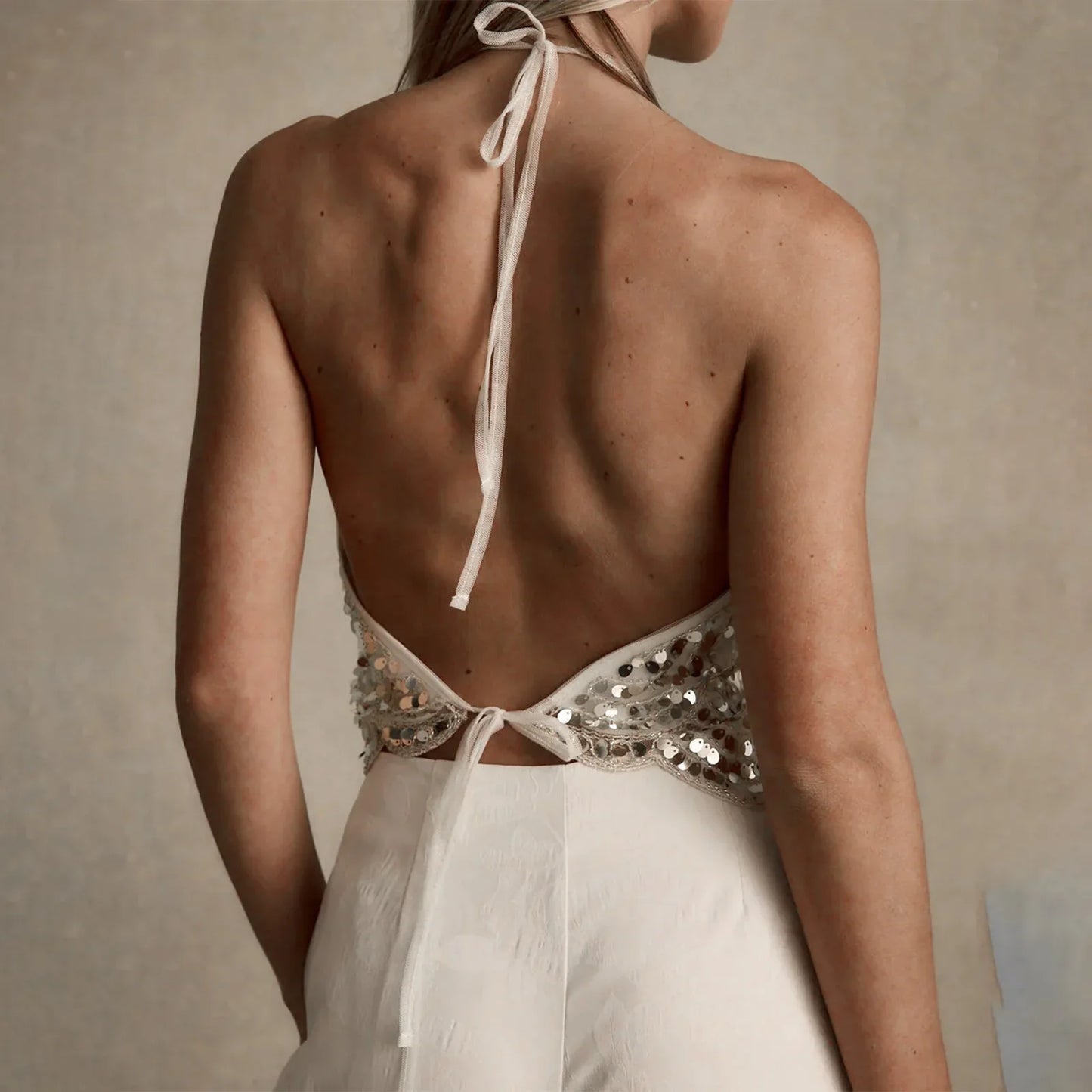 Backless Sequined Top