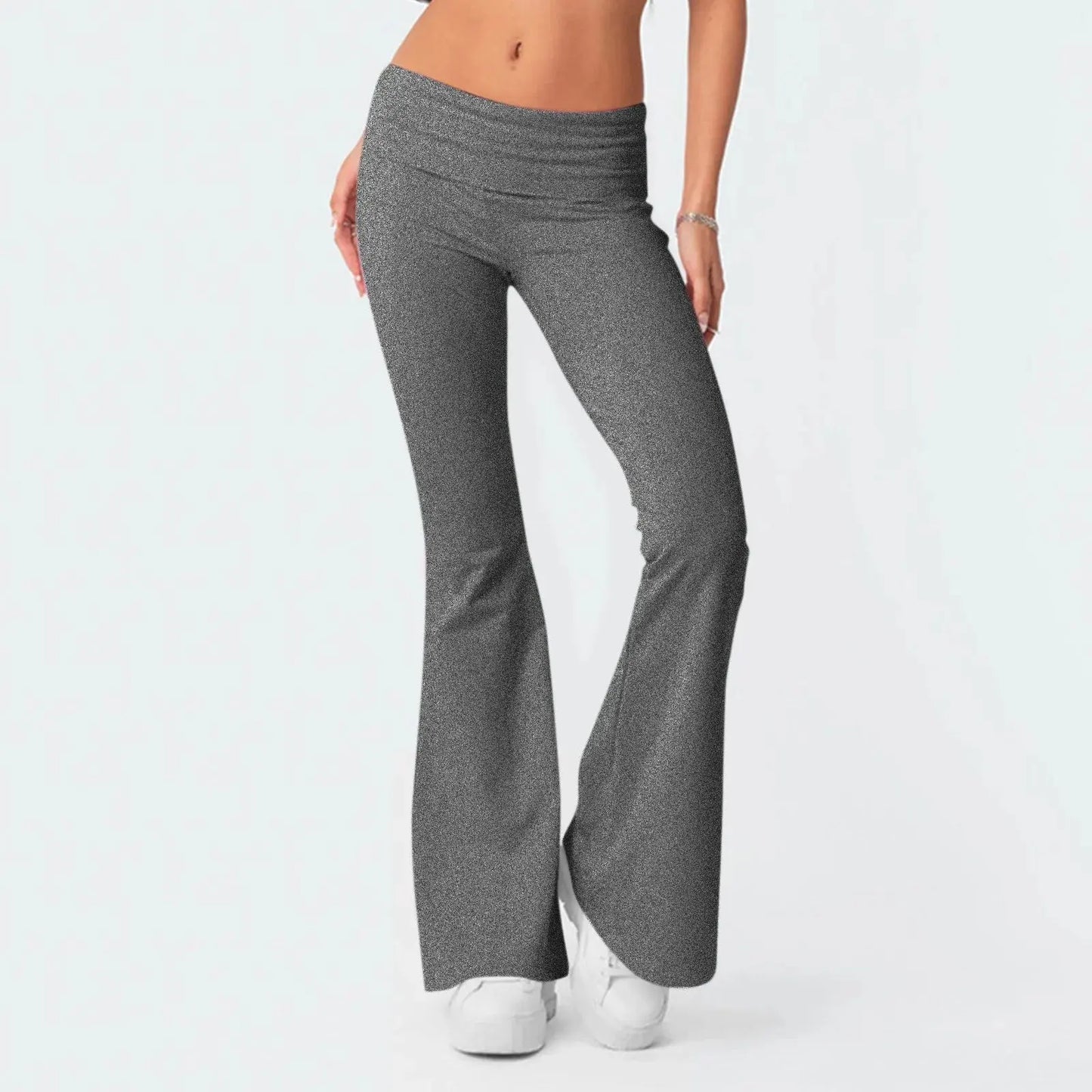 Solid Slim-Fit Flare Yoga Pants
