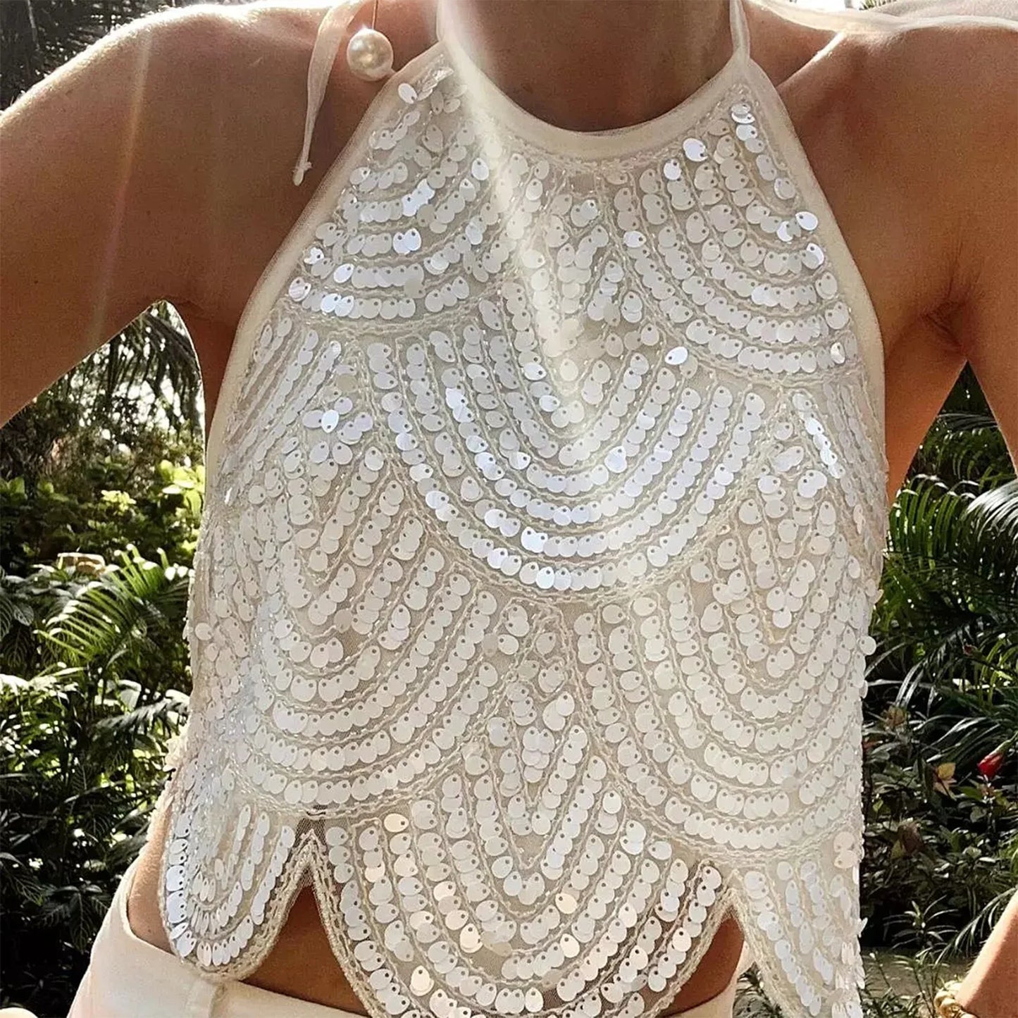 Backless Sequined Top