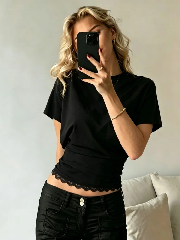 Lace Crop Top Dolman Sleeve
