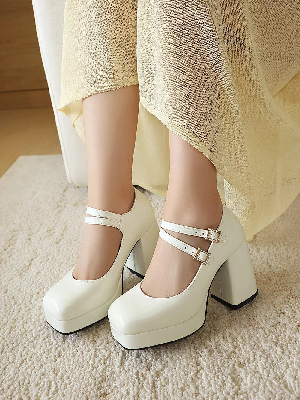 Platform Mary Jane Chunky Block High Heels