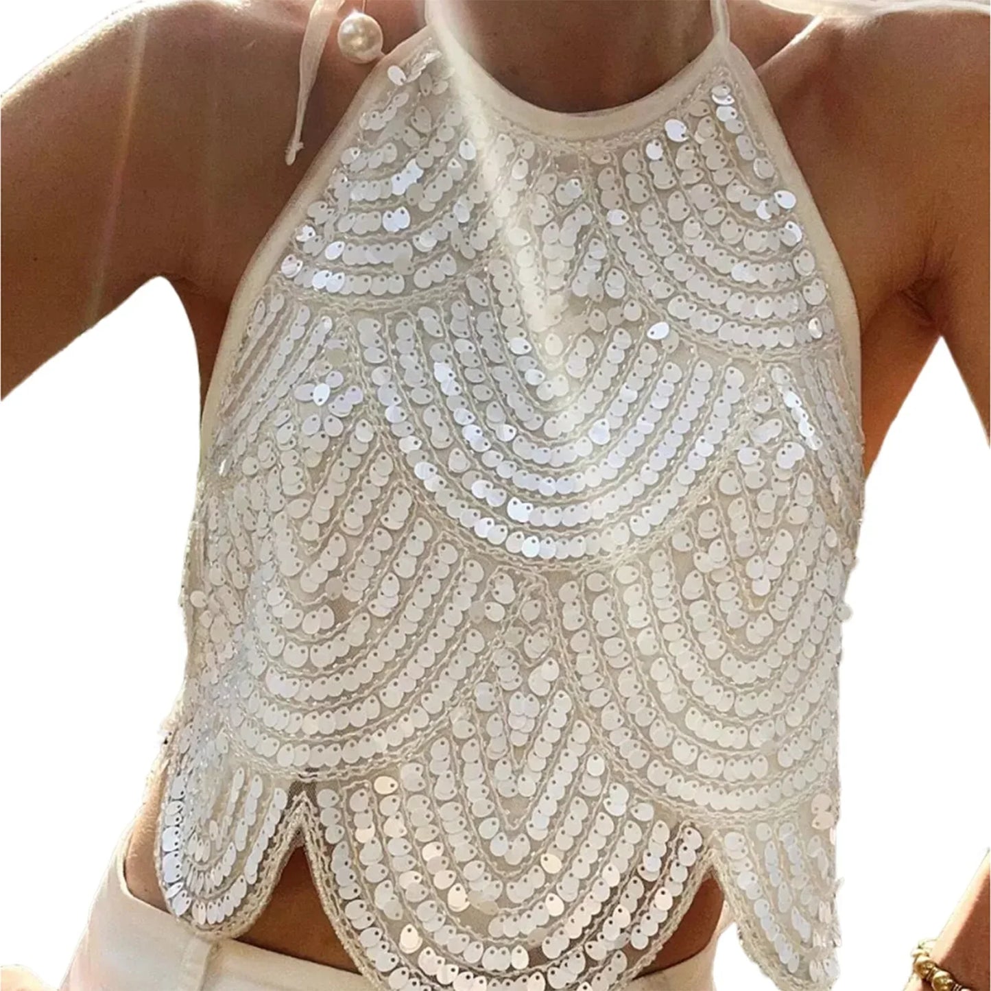Backless Sequined Top
