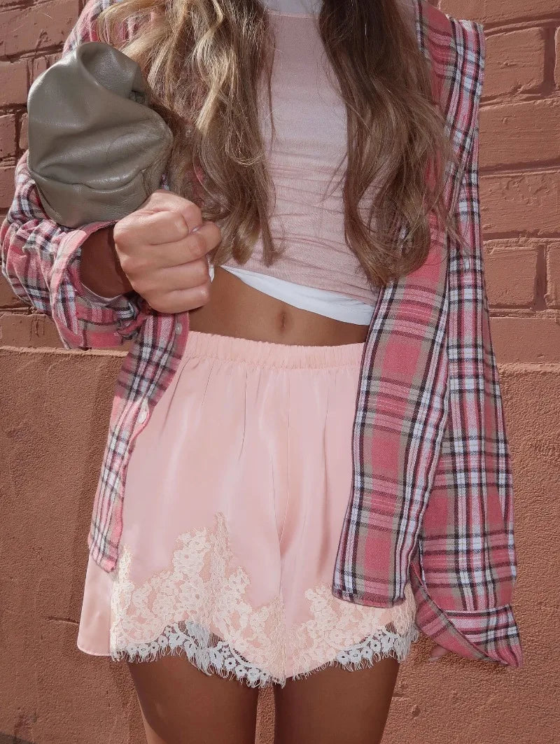 High Waist Satin Shorts