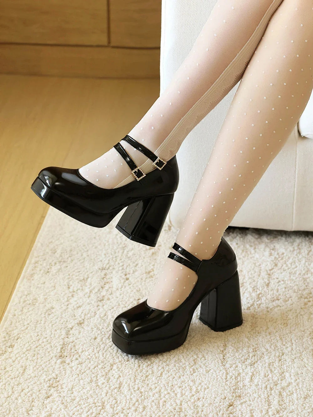 Platform Mary Jane Chunky Block High Heels