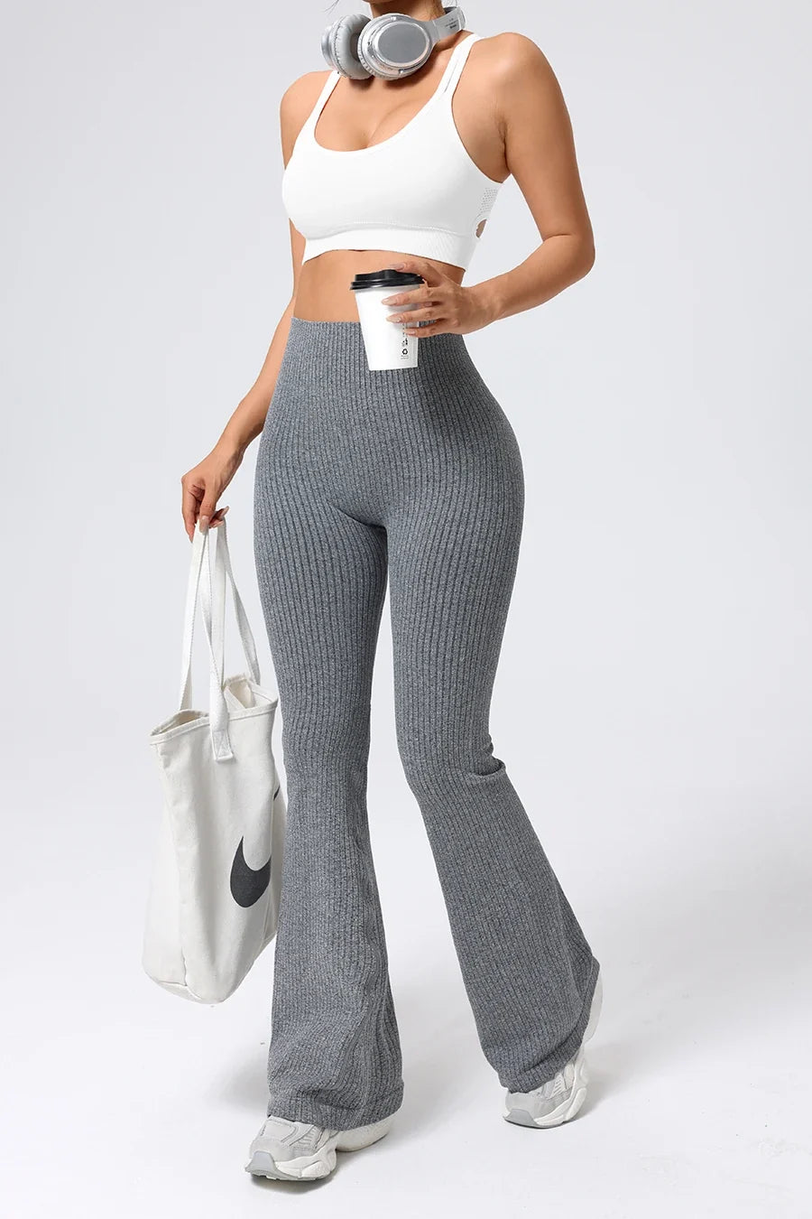Seamless High-Waisted Flare Pants Tummy Control Slim-Fit