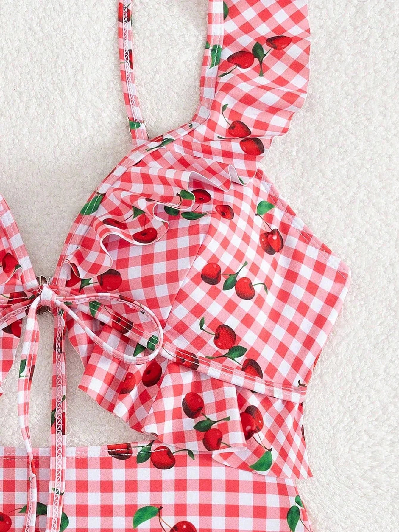 Vintage Pink Starberry Print One Piece Swimsuit