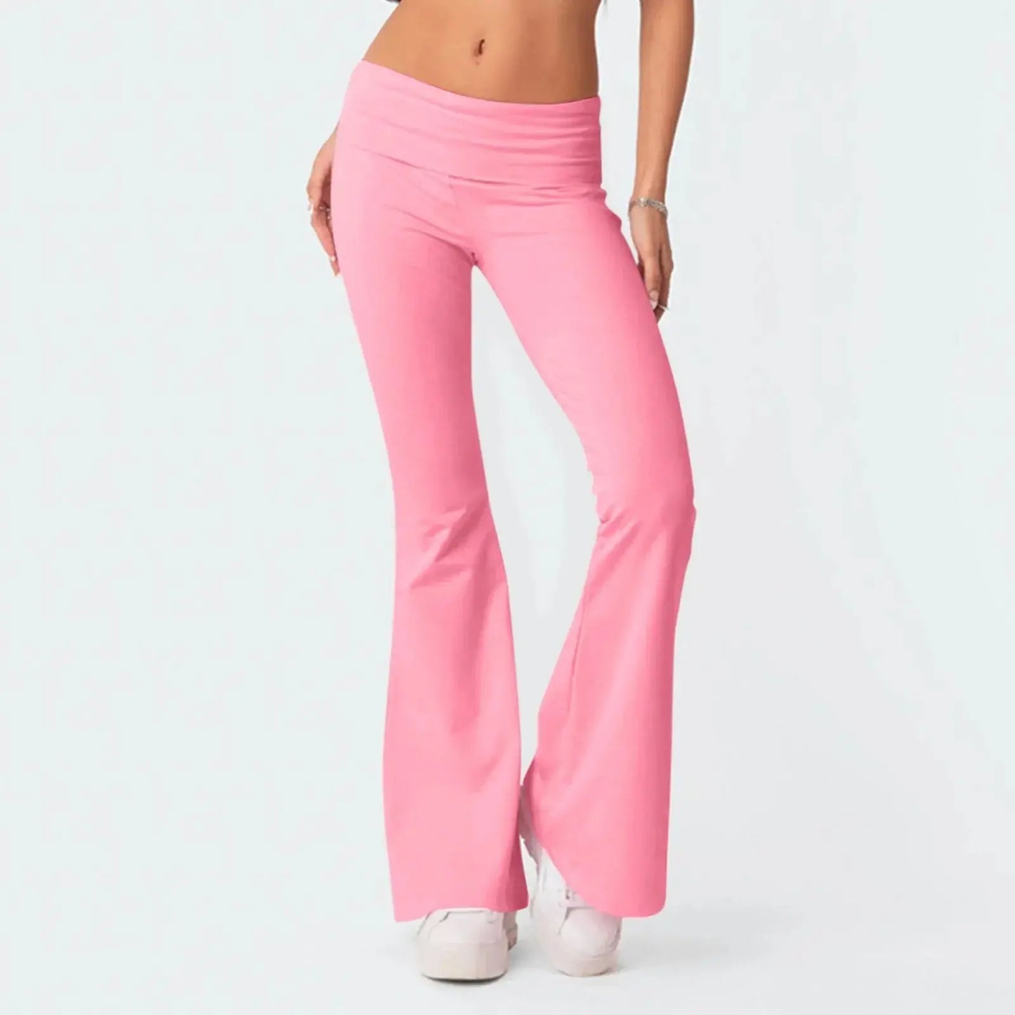 Solid Slim-Fit Flare Yoga Pants