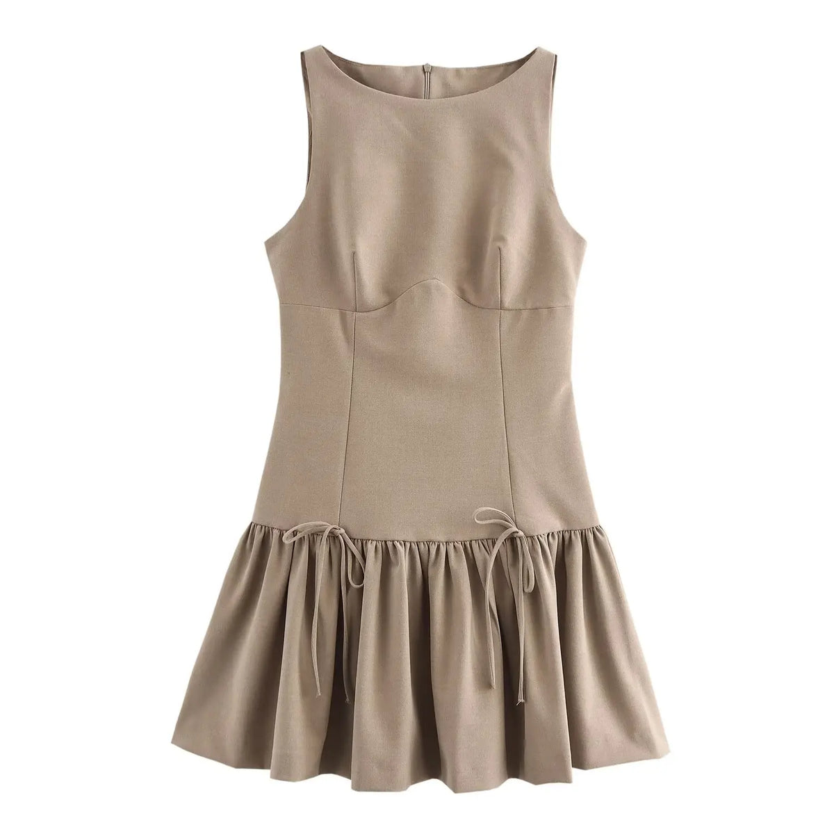 Bowknot Pleated Tank Short Dress