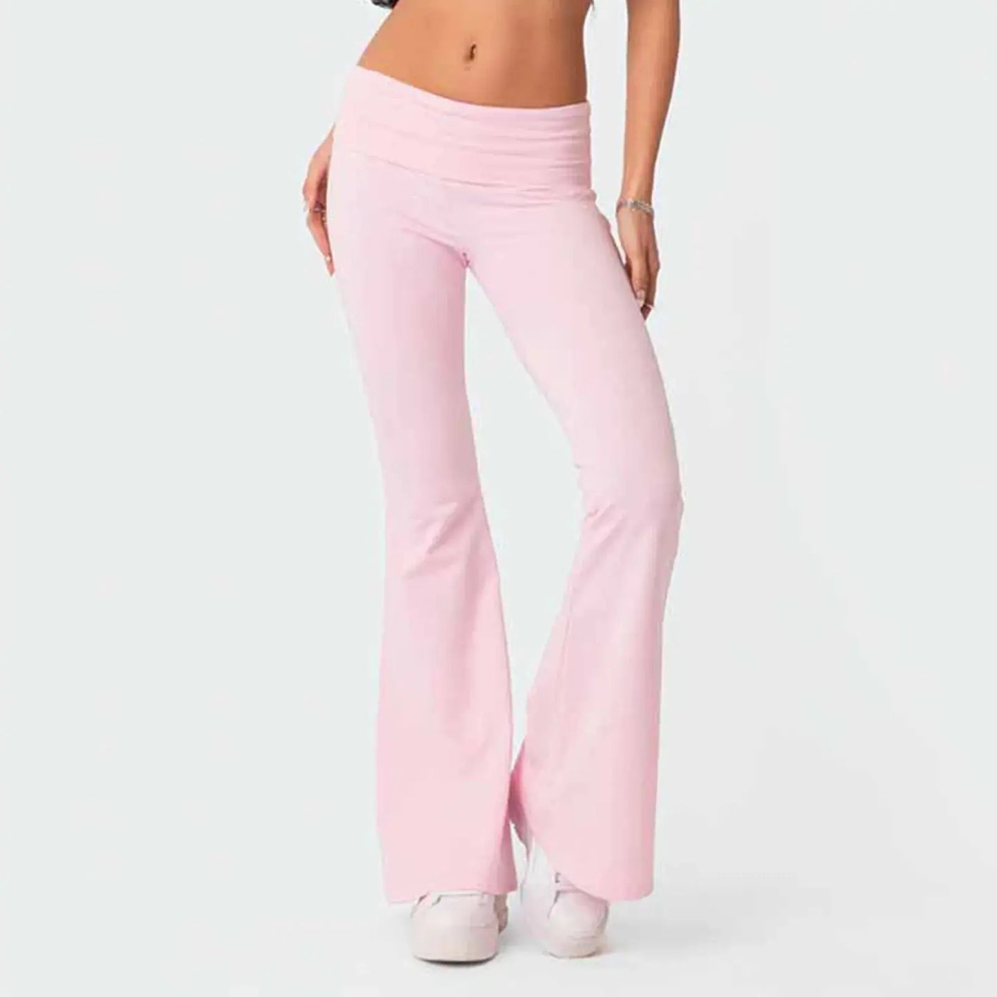 Solid Slim-Fit Flare Yoga Pants
