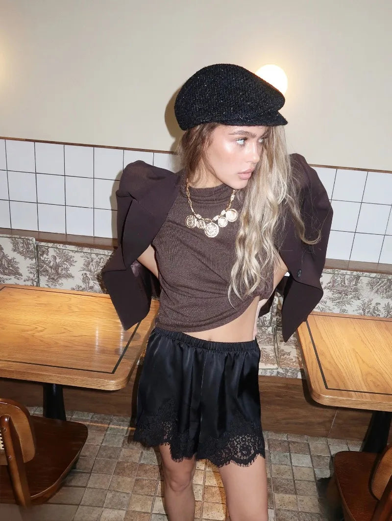 High Waist Satin Shorts