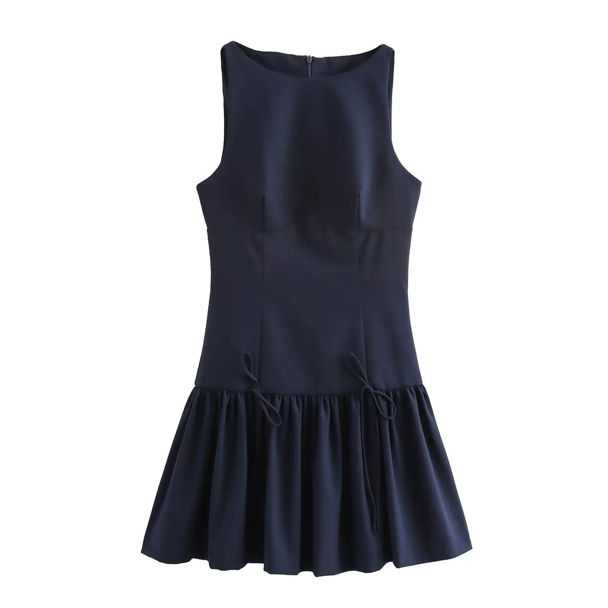 Bowknot Pleated Tank Short Dress