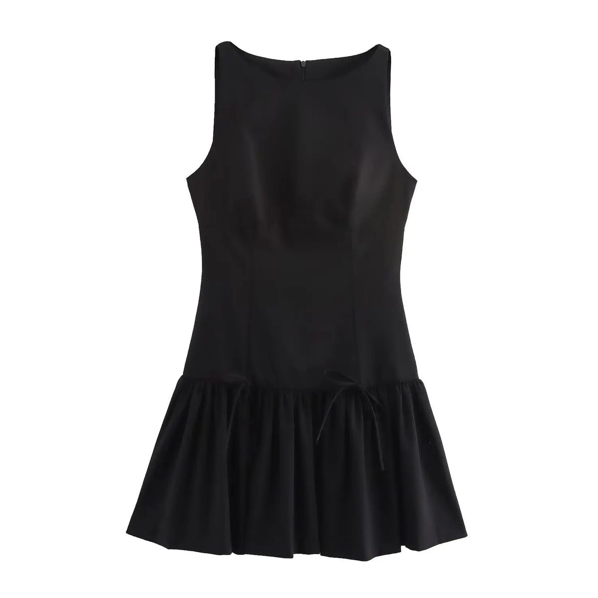 Bowknot Pleated Tank Short Dress