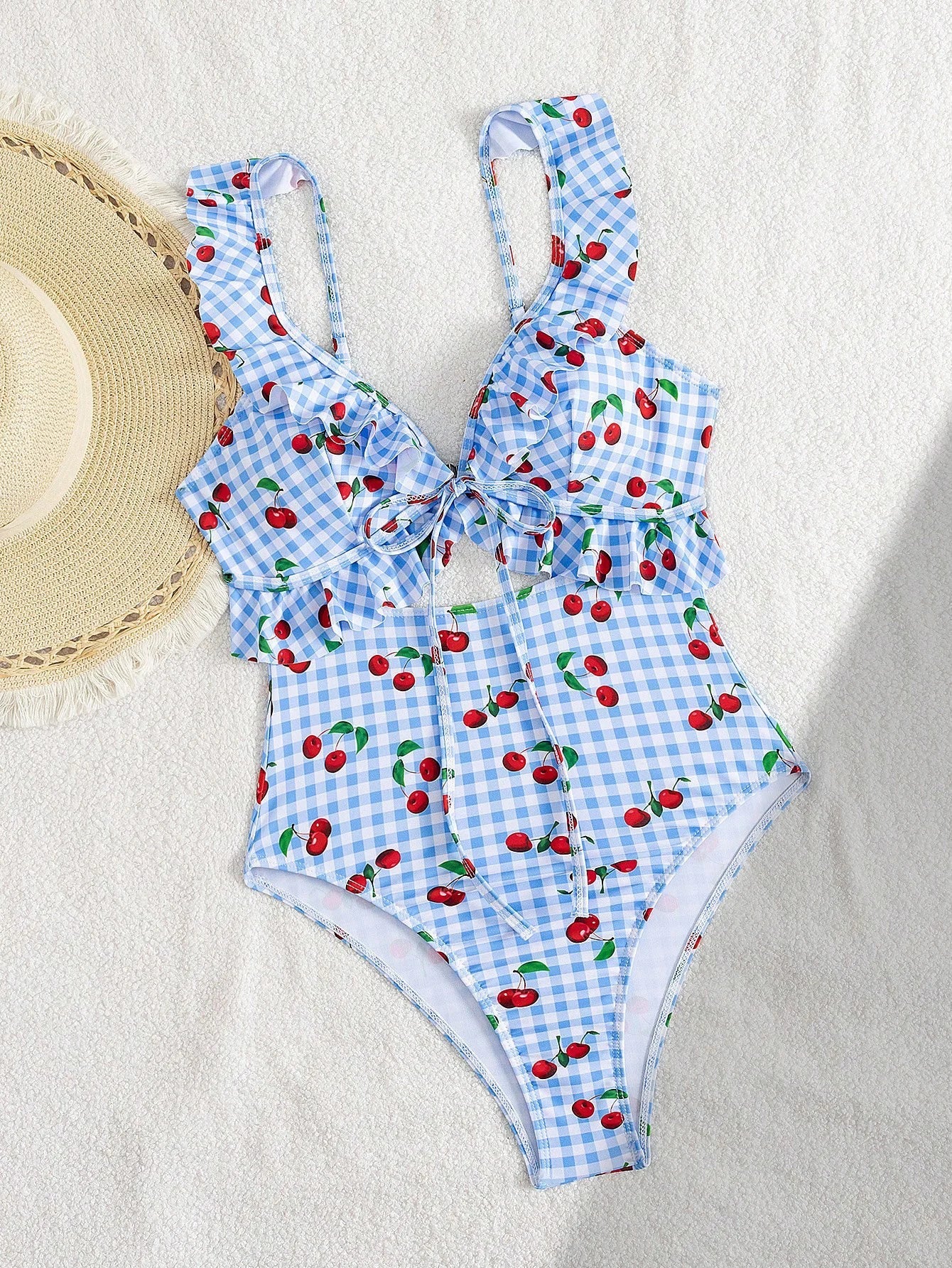 Vintage Pink Starberry Print One Piece Swimsuit